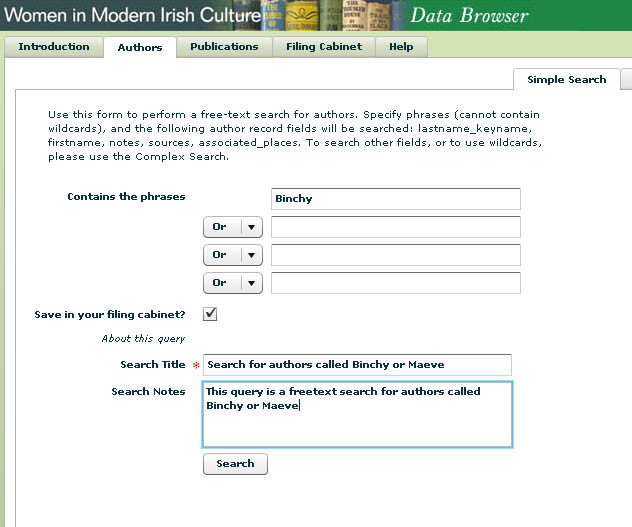WiMIC Browser Simple Author Search