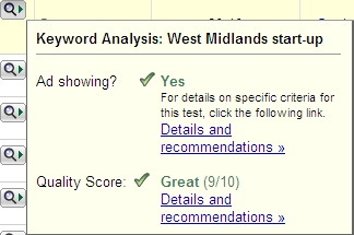 Google Adwords new Quality Score available using 