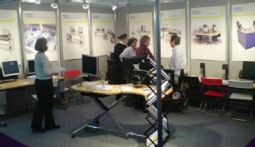 ABC Desks at BETT 2009 with new Enabling Desk in front.